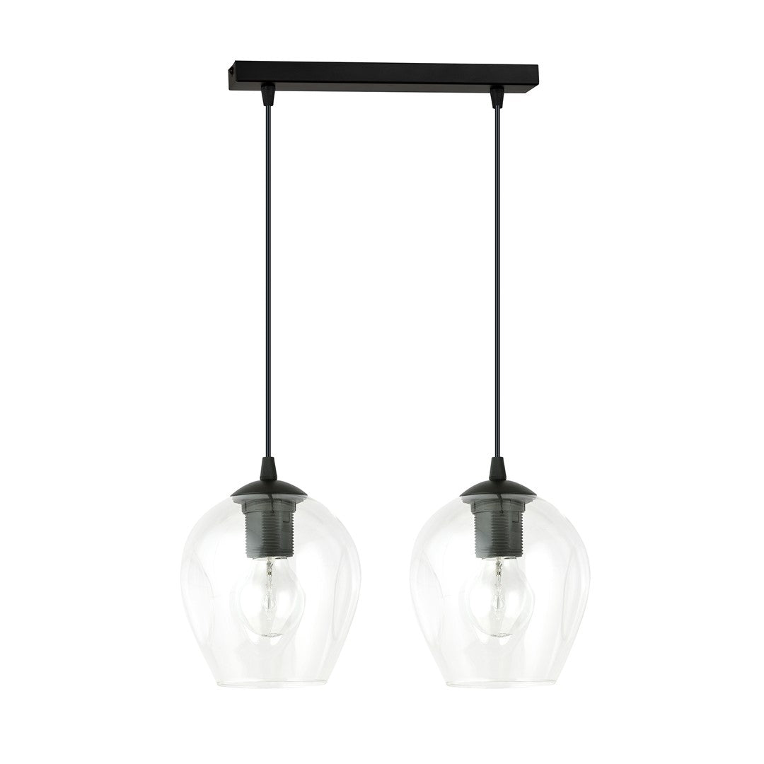 Lustra suspendata ISTAR 2 neagra cu abajur transparent
