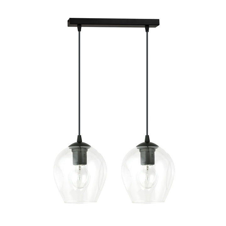 Lustra suspendata ISTAR 2 neagra cu abajur transparent