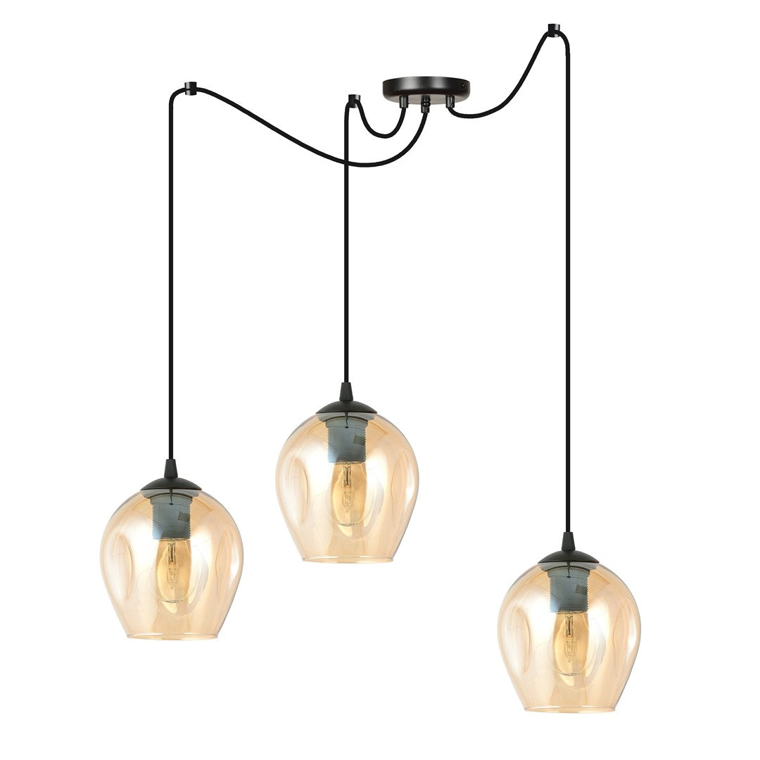 Lustra suspendata LEVEL 3 neagra cu abajur chihlimbar