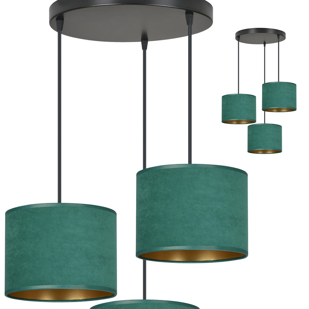 Lustra suspendata HILDE 3 neagra PREMIUM verde