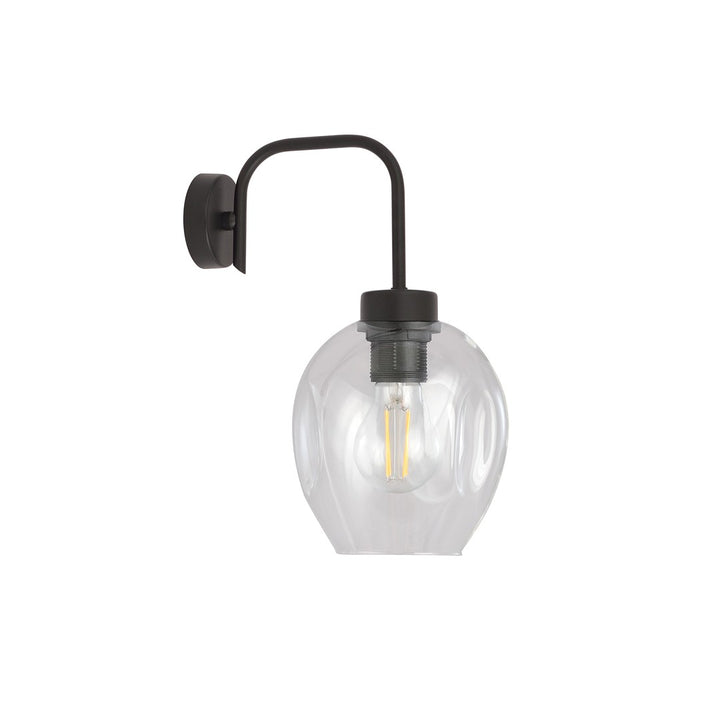 Aplica de perete LUKKA K1 neagra cu abajur transparent