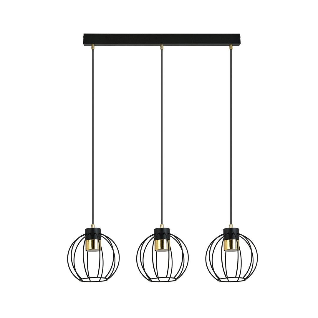 Lustra suspendata cu 3 pendule AJAX 3 neagra/auriu