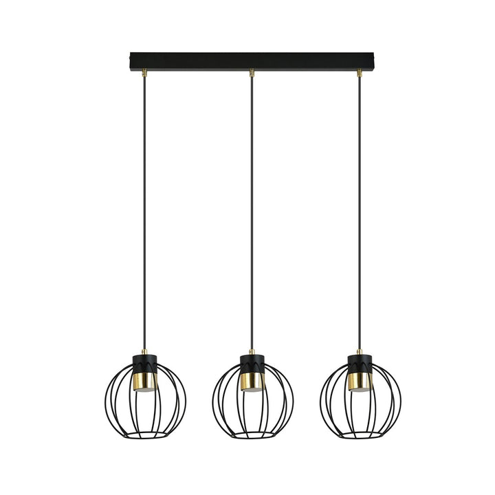 Lustra suspendata cu 3 pendule AJAX 3 neagra/auriu
