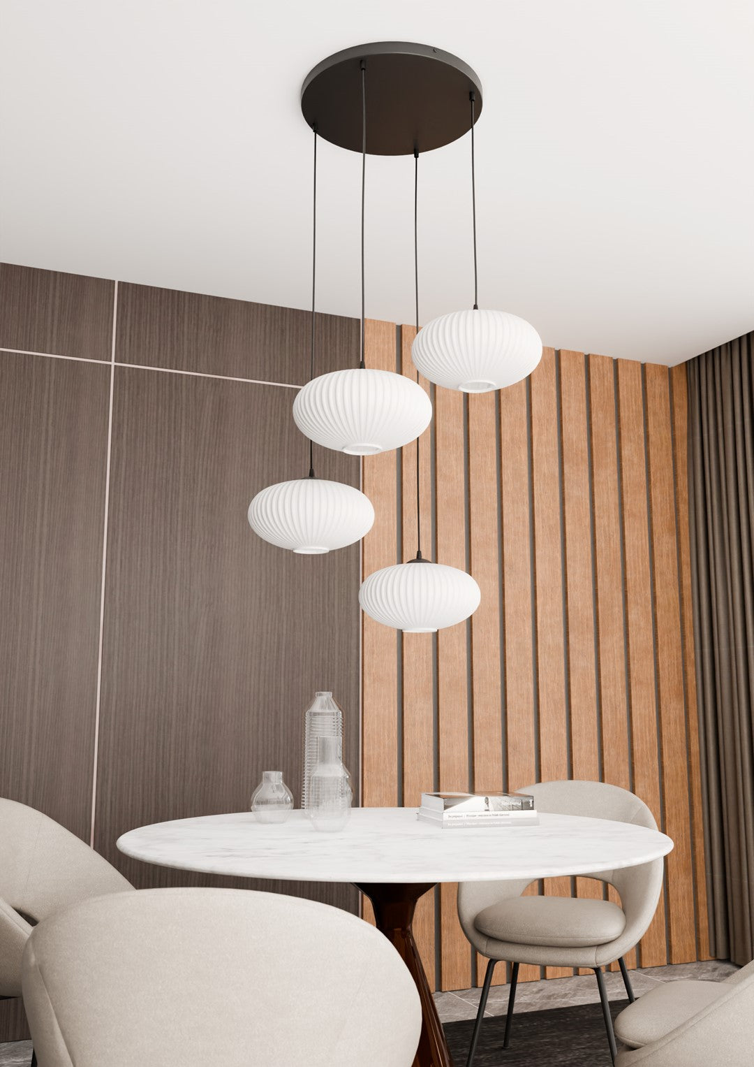 Lustra suspendata cu 4 pendule COCO 4 neagra PREM  opal