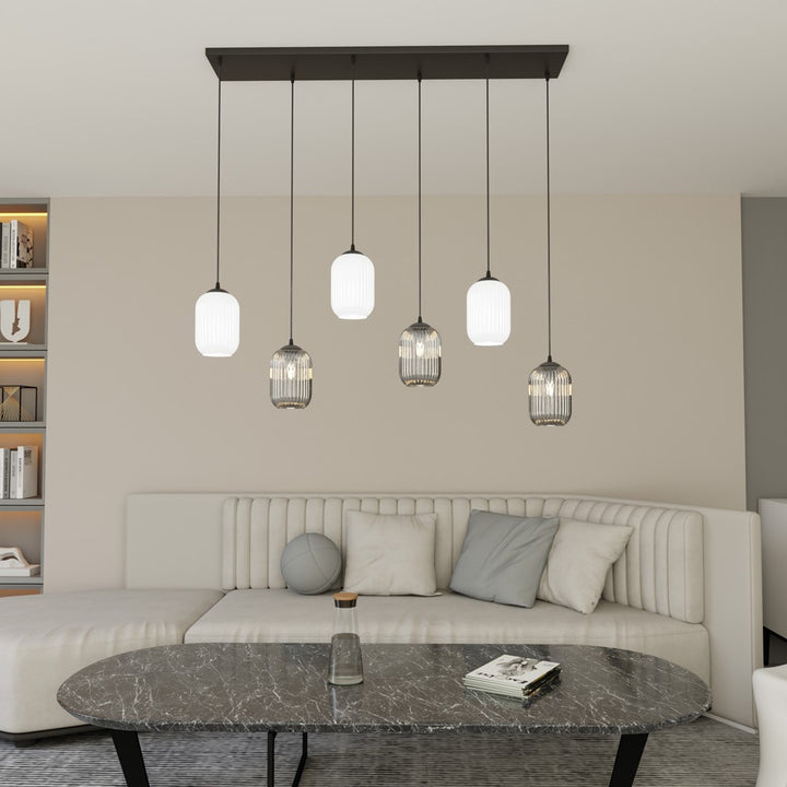 Lustra suspendata VERDI 6 neagra MIX