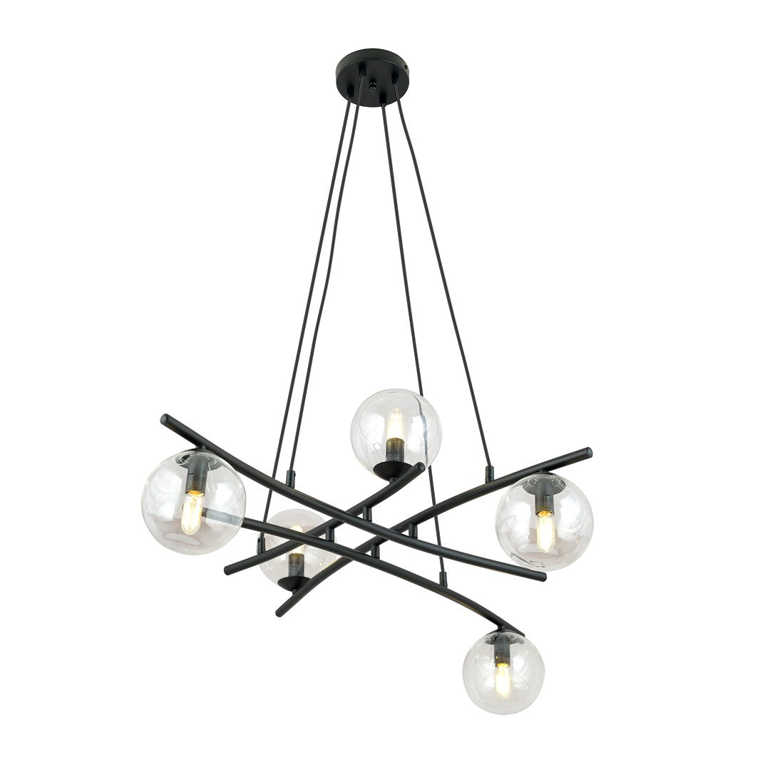 Lustra suspendata ESSA 5 cu abajur transparent