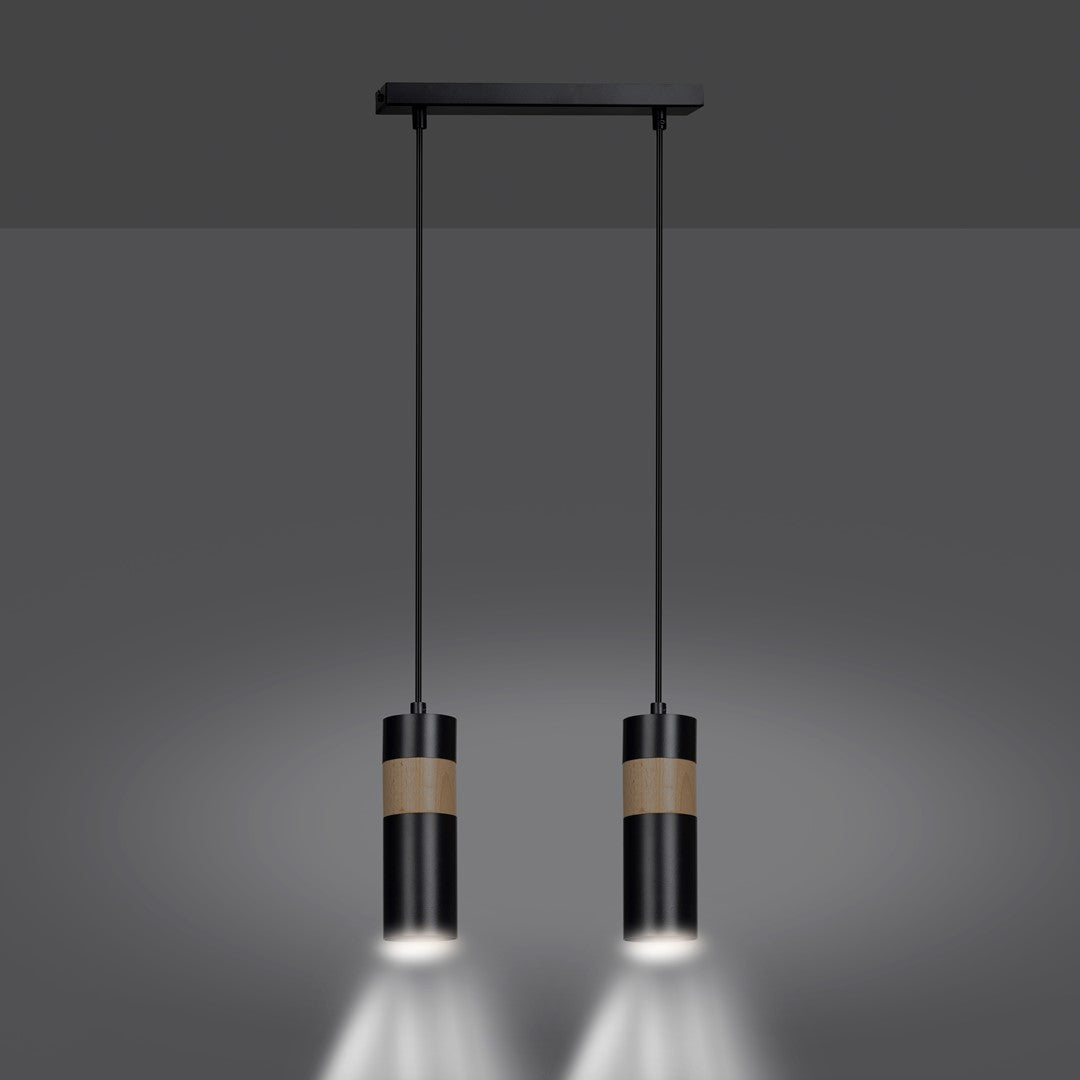 Lustra suspendata cu 2 pendule AKARI 2 neagra