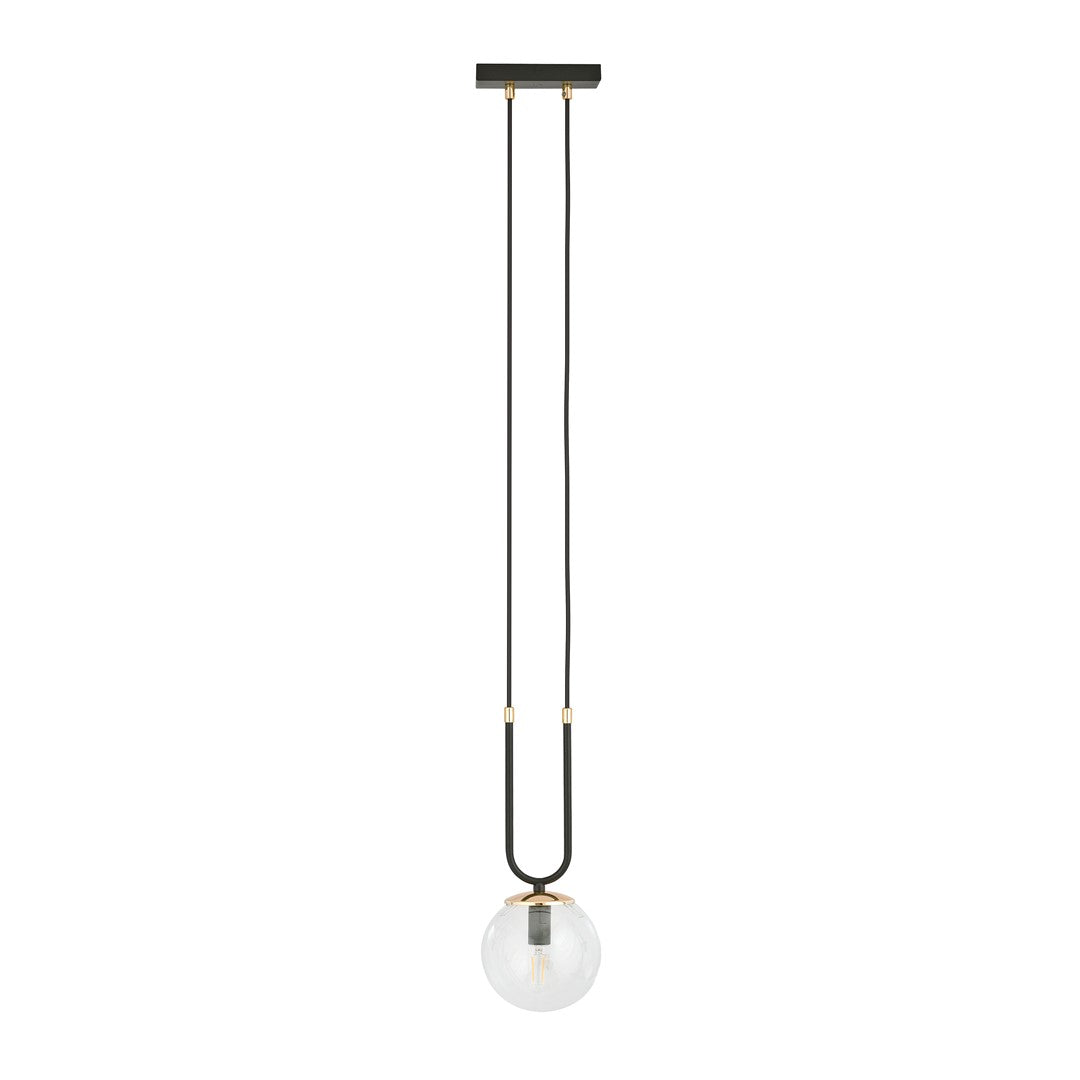 Pendul GLAM 1 negru cu abajur transparent