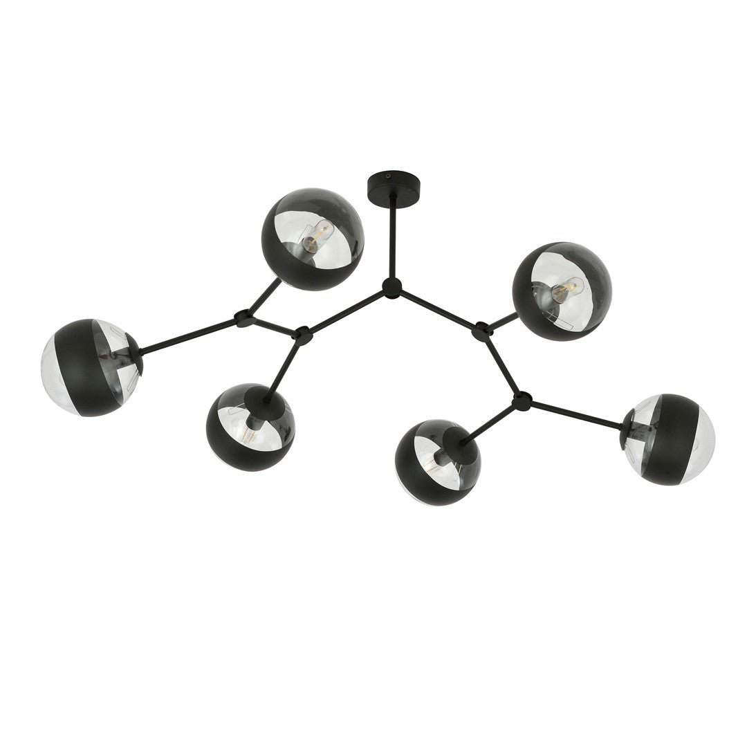 Plafoniera SPACE 6 neagra cu dungi