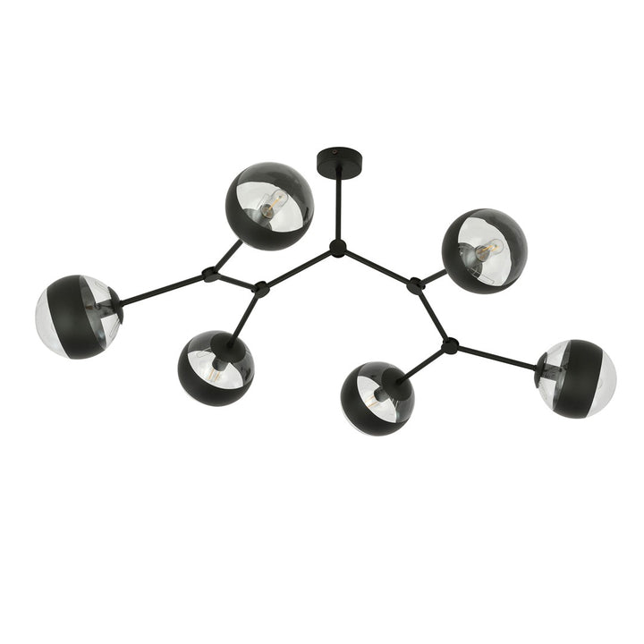 Plafoniera SPACE 6 neagra cu dungi