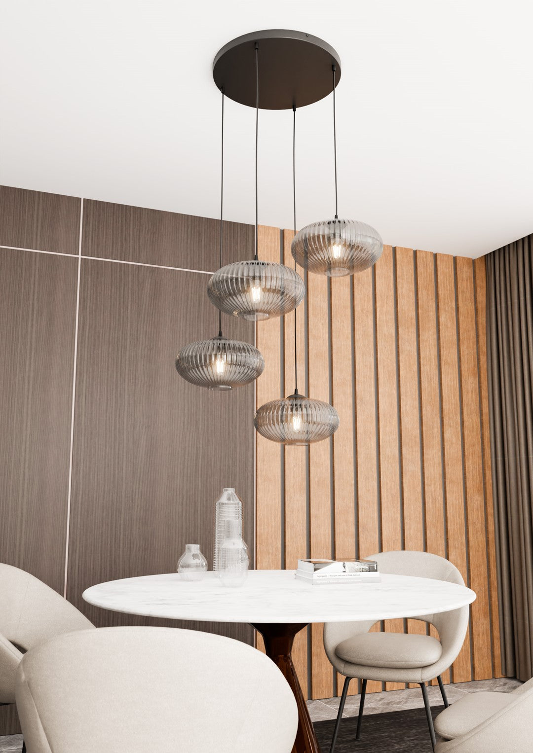 Lustra suspendata cu 4 pendule COCO 4 neagra PREM  grafit