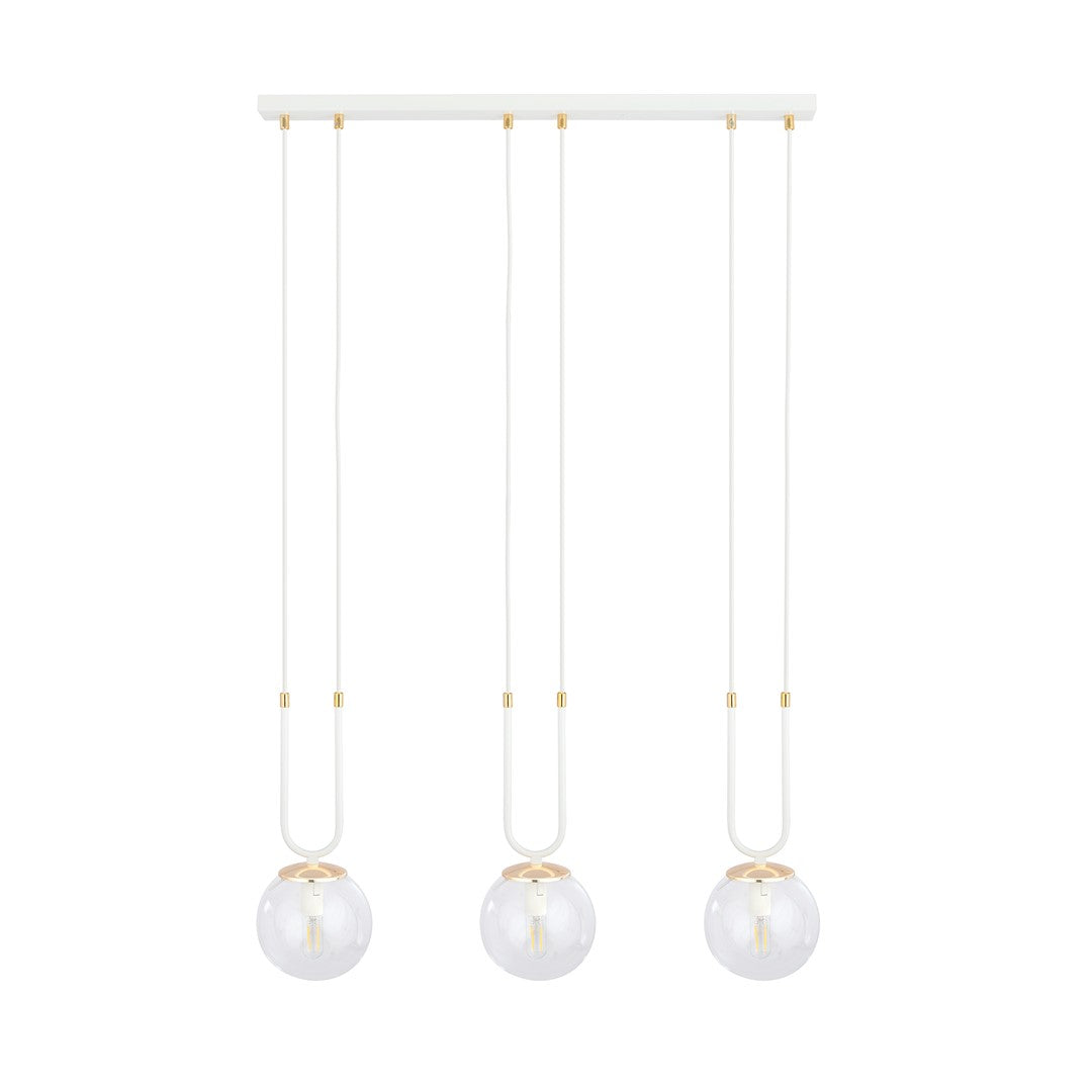 Lustra suspendata GLAM 3 alba/cu abajur transparent