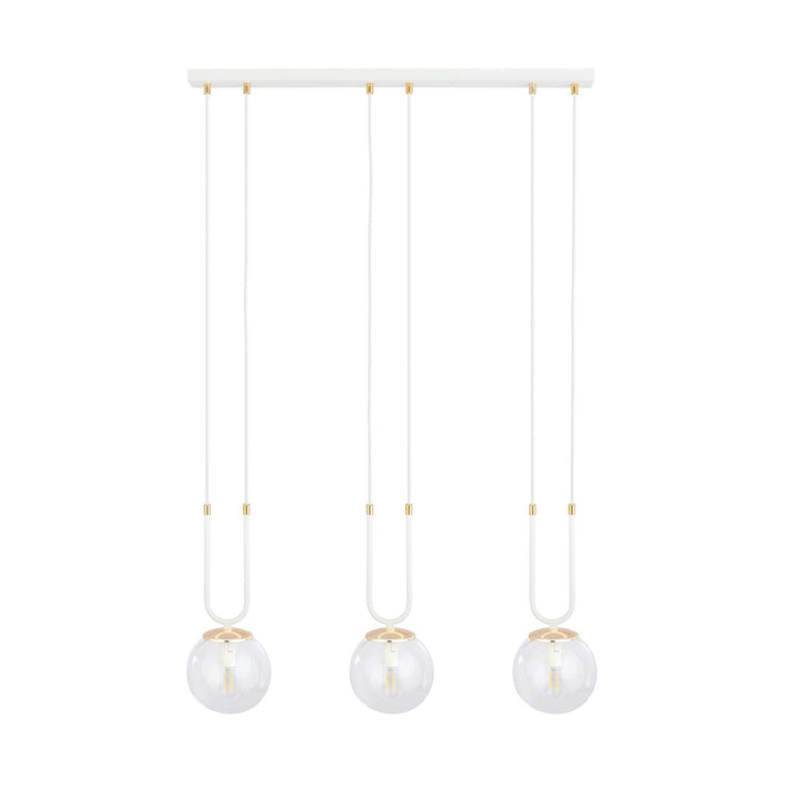 Lustra suspendata GLAM 3 alba/cu abajur transparent