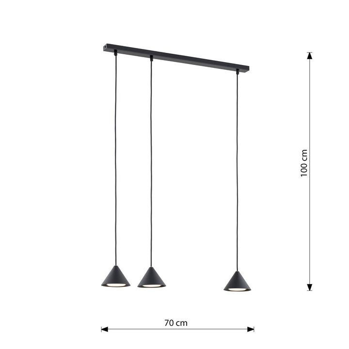 Lustra suspendata cu abajur conic ELIT 3 neagra