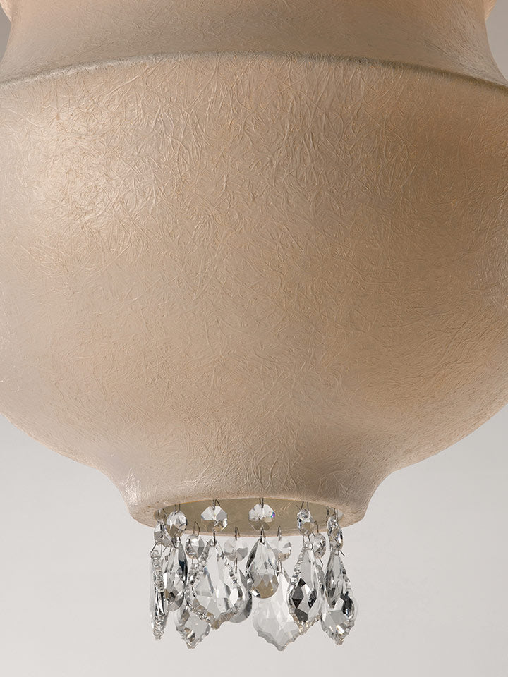 Lustra cu abajur din fibra de sticla alba si cristale Laddy D by Karman
