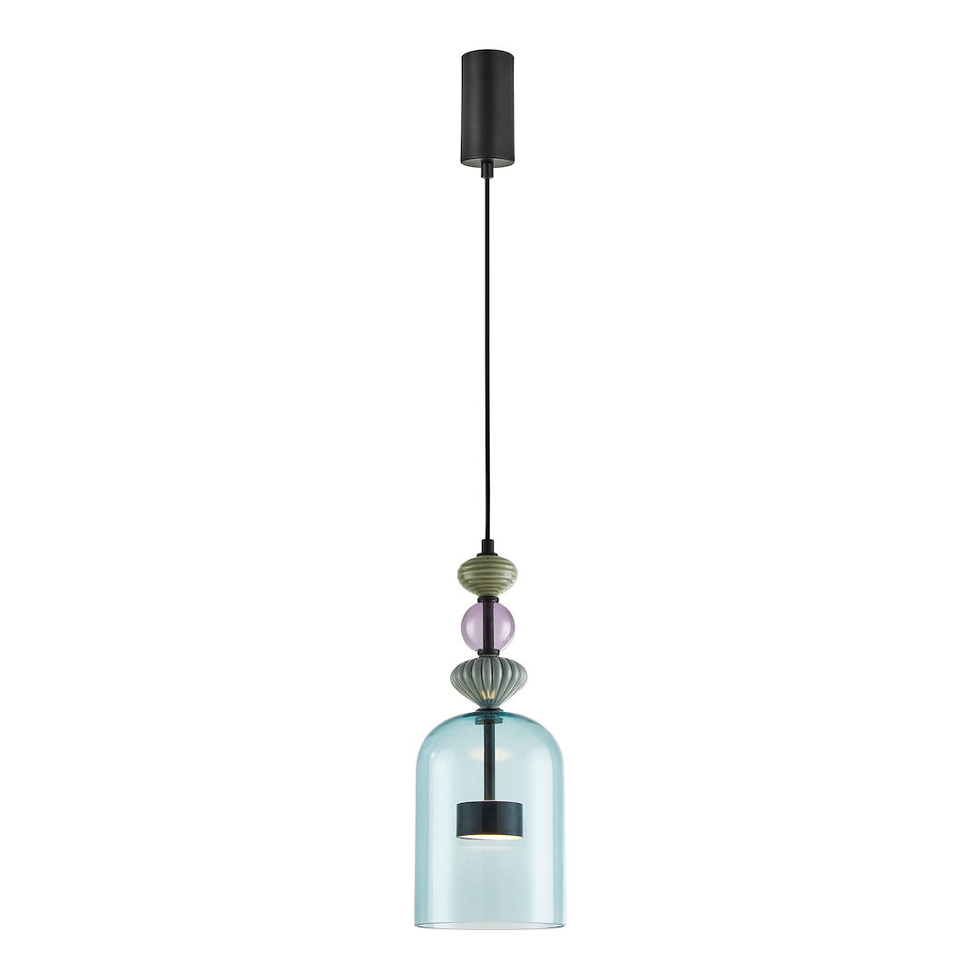 Pendul cu abajur din sticla Arte 12W 16cm neagra
