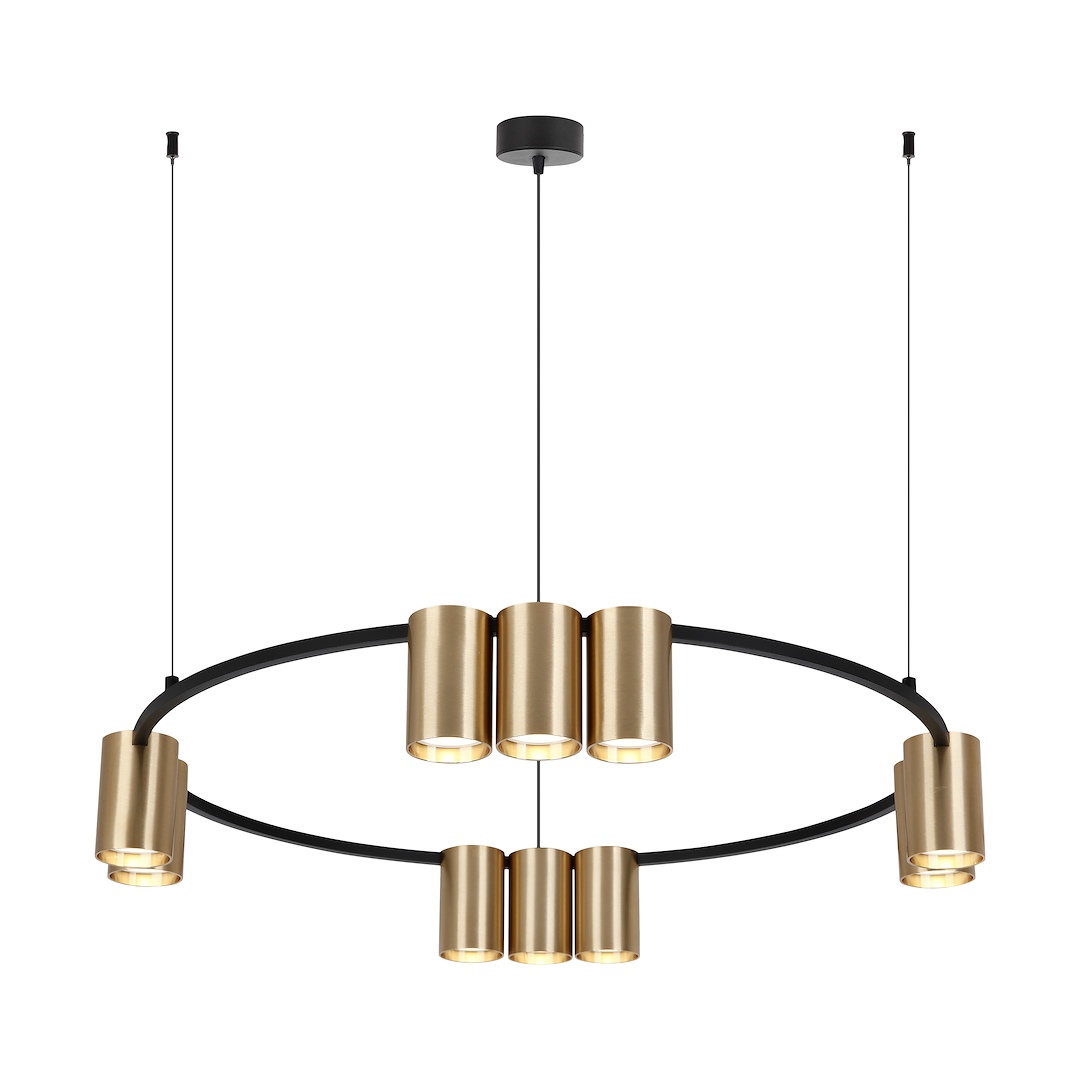 Lustra suspendata in forma de cerc Genesis negru auriu 10xGU10