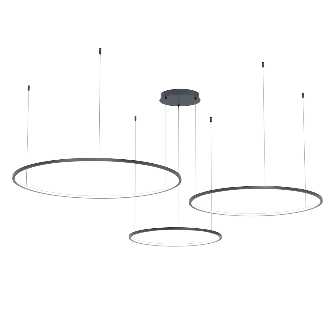 Lustra LED Saturno 3 cercuri  negre 100W