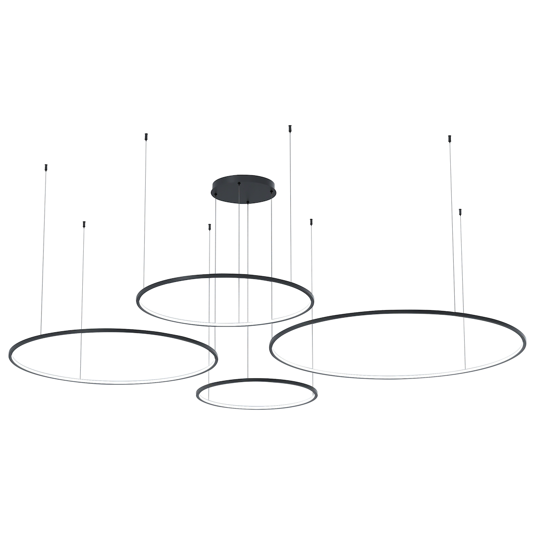 Lustra cu LED Saturno 4 cercuri negre 120W