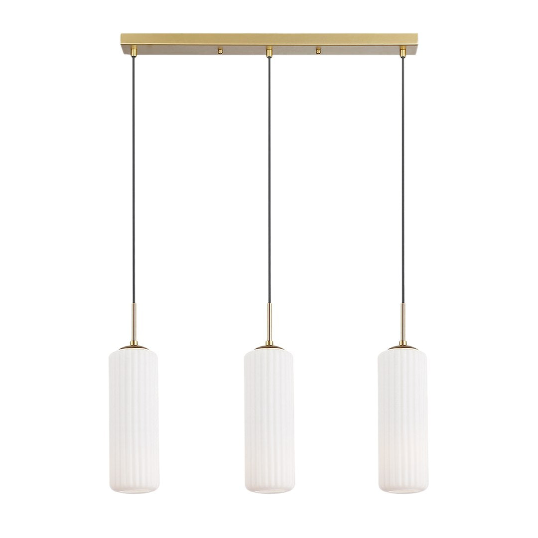 Lustra suspendata aurie cu trei pendule albe mat Vesta 3xE27