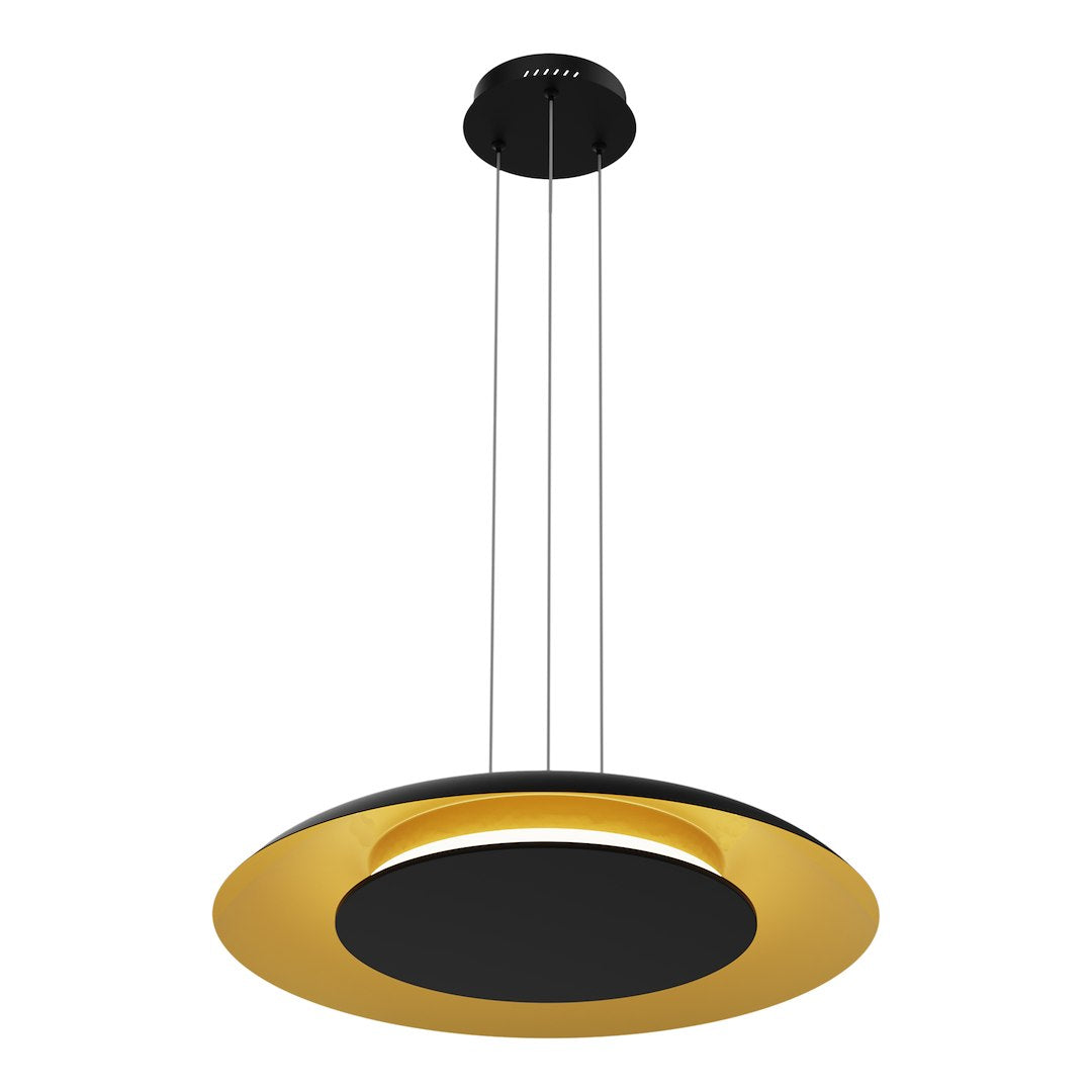 Lustra suspendata Piattino negru auriu 30W LED 3000K-4000k-6000K