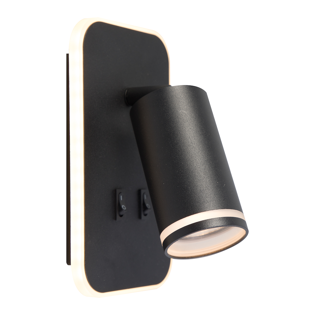 Spot reglabil aplicat Pipe Ring Negru 1xGU10 + LED 6W
