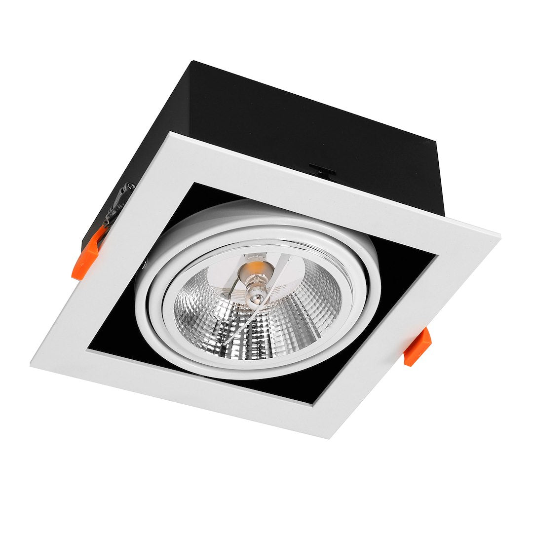 Spot patrat incastrat Plaza 1xGU10 AR111 Alb