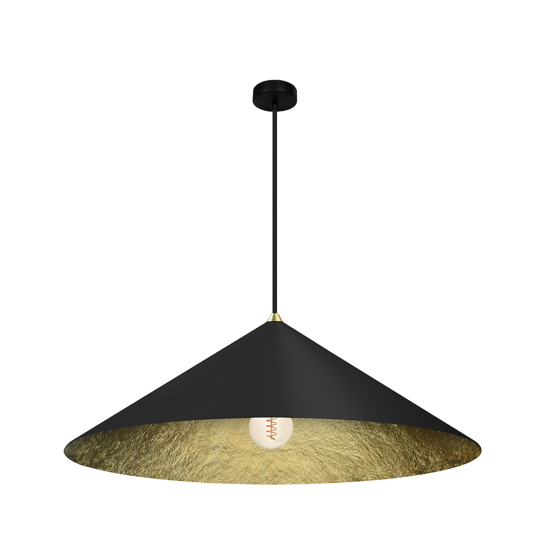 Lustra conica neagra interior auriu  Fuji Ø70cm 1xE27