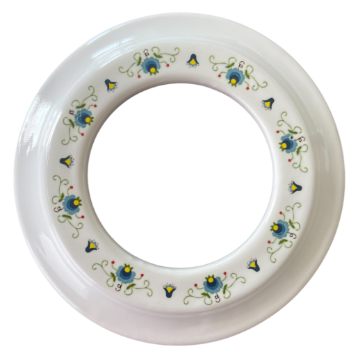 Rama ceramica incastrata simpla alba cu flori albastre