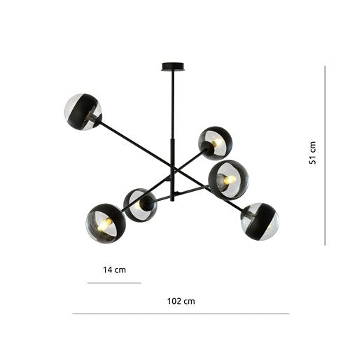 Lustra minimalista cu 6 Lumini Linear by Emibig