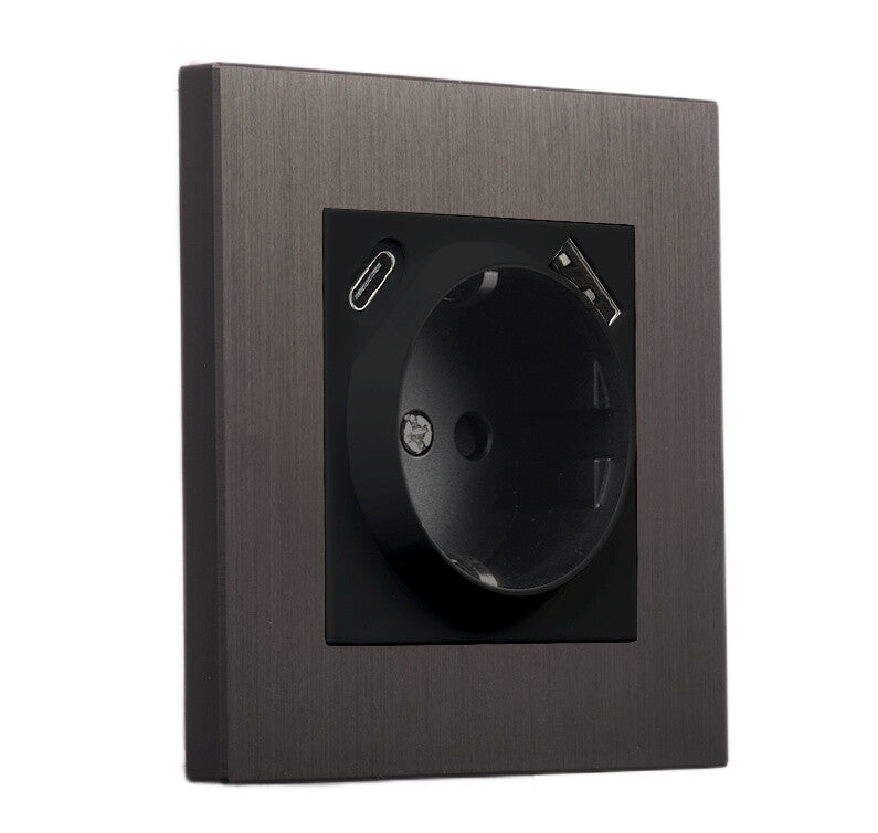 Priza Schuko + USB + USB-C maro periat