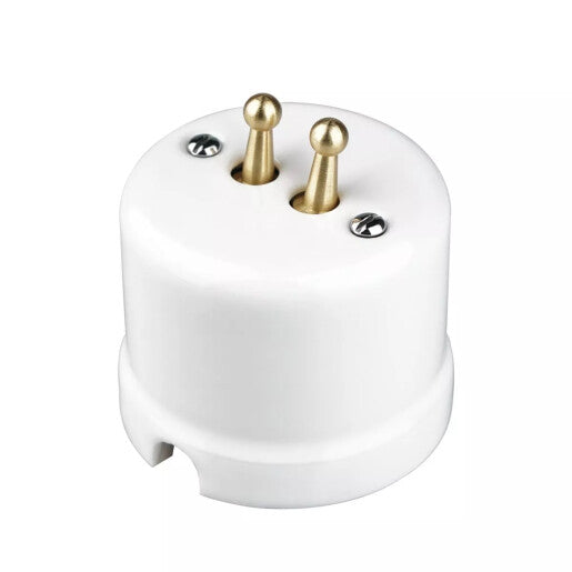 Intrerupator ceramic aparent dublu alb