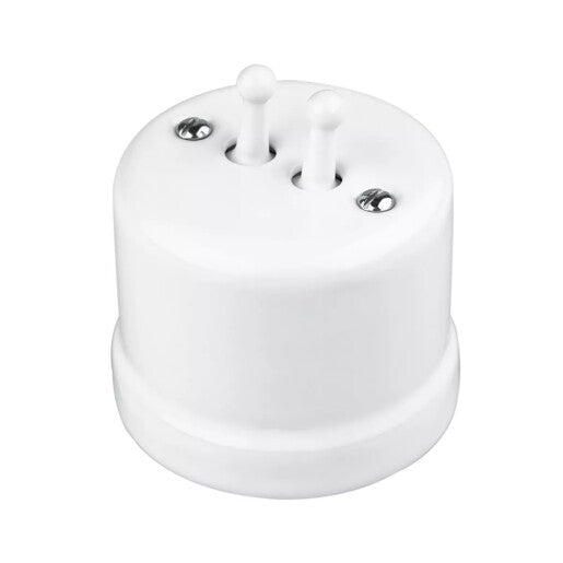 Intrerupator ceramic aparent dublu alb