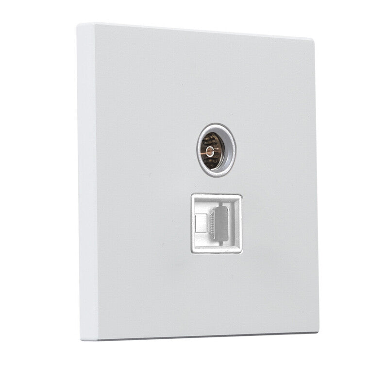 Priza TV + RJ45 alb mat