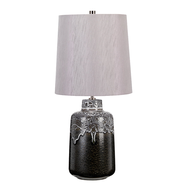 Lampa de masa Woolwich 1 lt Textured grafit, alb Glaze and nuanta argintie