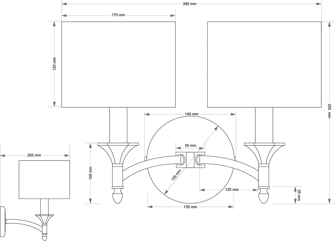 Aplica de perete cu doua abajururi din material Decor Kutek