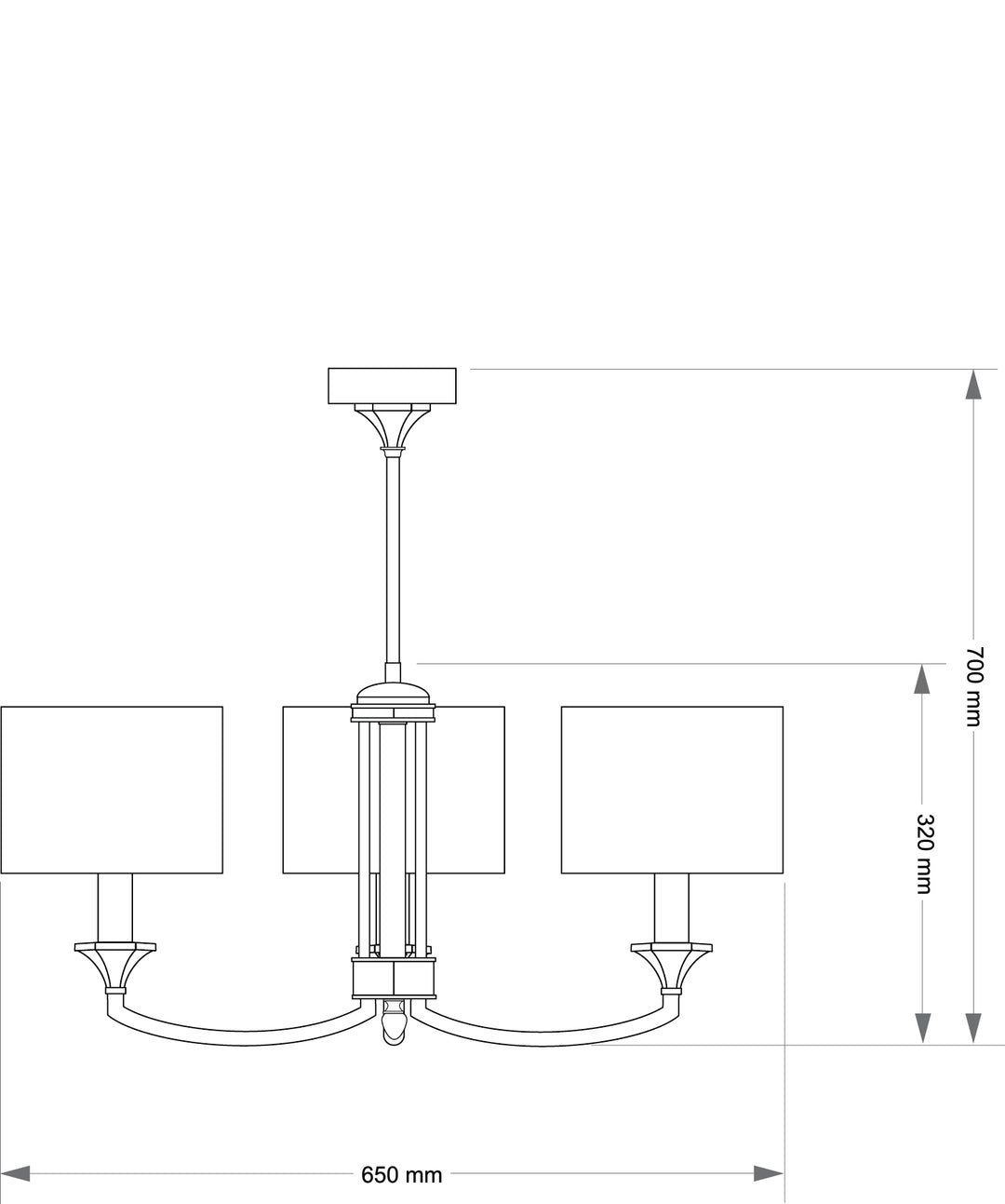 Candelabru cu abajur textil 3XE14 Decor Kutek