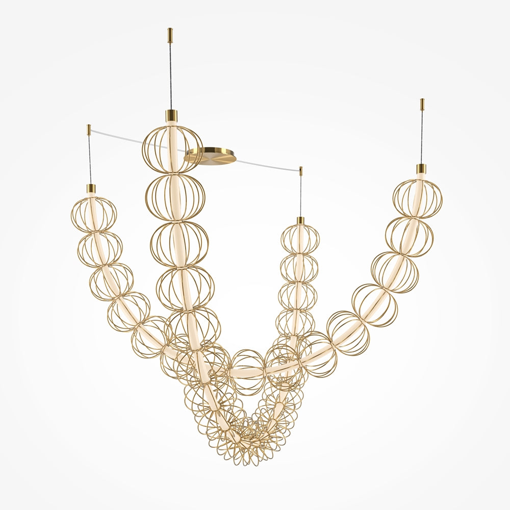 Lustra suspensie moderna led dubla Golden Cage by Maytoni