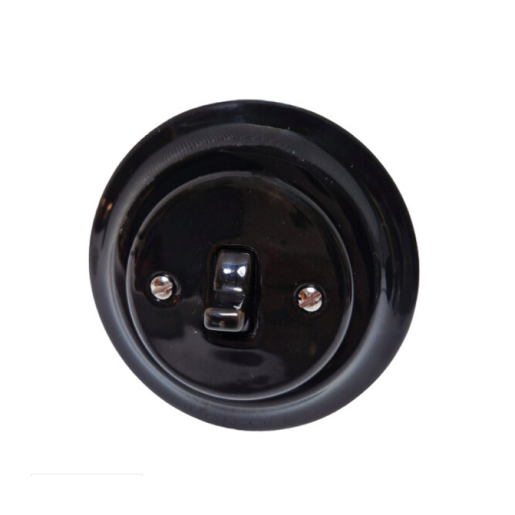 Intrerupator ceramic incastrat simplu cap-scara negru