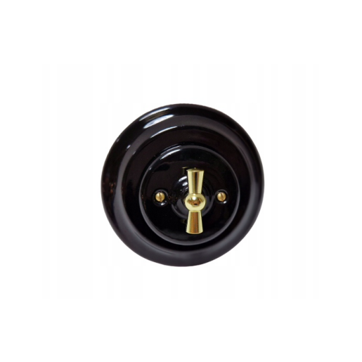 Intrerupator ceramic incastrat dublu/interrupator negru cu buton auriu