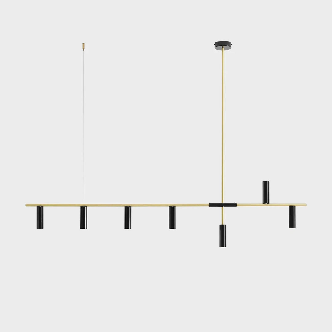 Lustra negru cu auriu si 7 spoturi orientare vertical si orizontal Trevo by Aldex