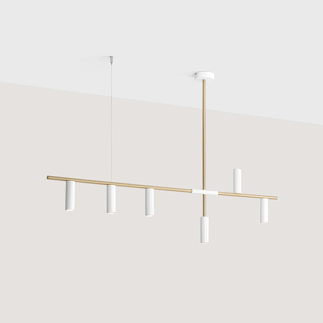 Lustra alb cu auriu si 6 spoturi orientare vertical si orizontal Trevo by Aldex