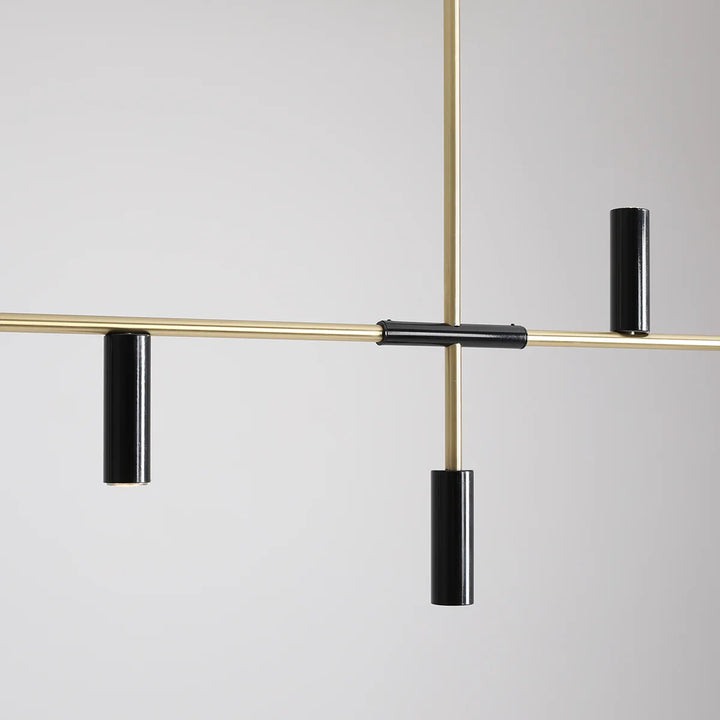 Lustra negru cu auriu si 6 spoturi orientare vertical si orizontal Trevo by Aldex