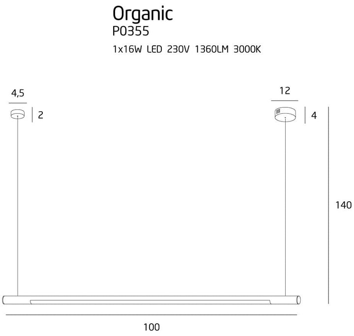 Lustra ORGANIC HORIZON 100CM Crom MAXLIGHT P0355