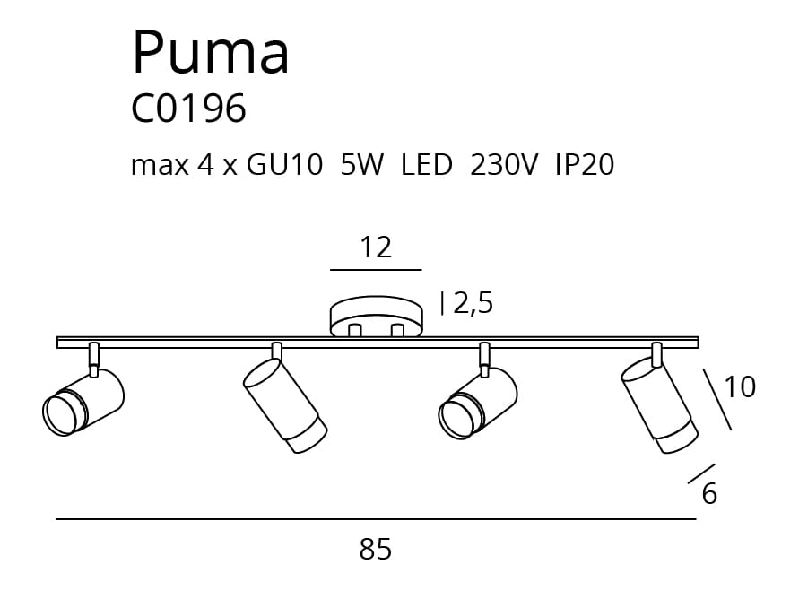 Downlight PUMA 4 GU10 MAXLIGHT C0196