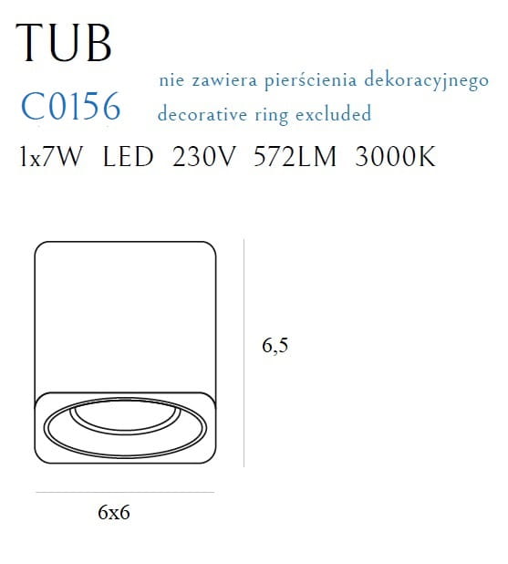 Downlight TUB PATRAT MAXLIGHT C0156