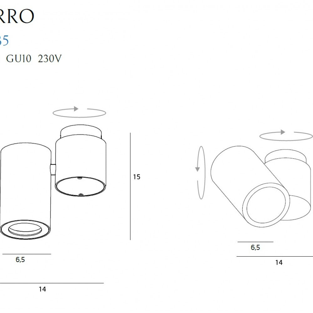 Downlight circular aplicat BARRO I Culoare neagra MAXLIGHT C0035