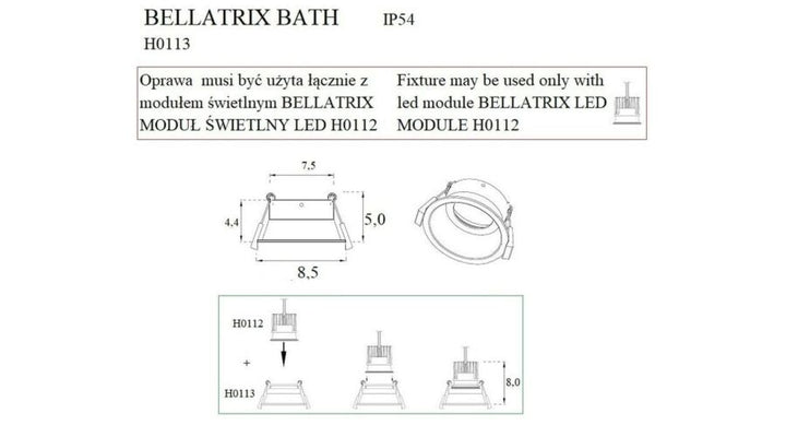 Spot incastrat BELLATRIX BATH Culoare alba IP54- FARA BEC LED H0112 MAXLIGHT H0113