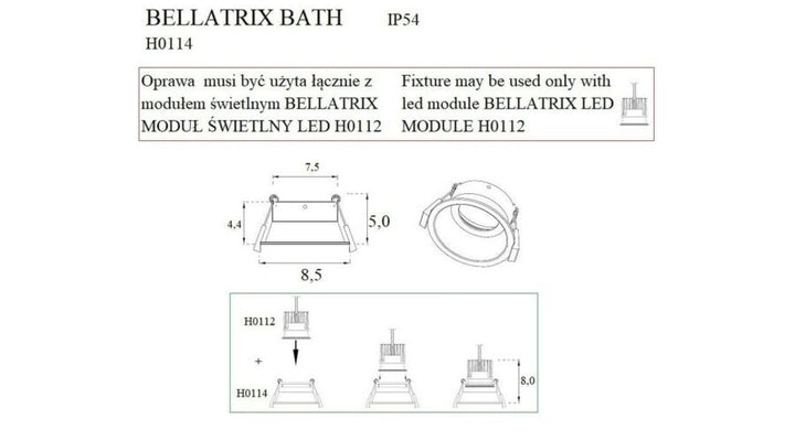 Spot incastrat BELLATRIX BATH Culoare neagra IP54 - FARA BEC LED H0112 MAXLIGHT H0114