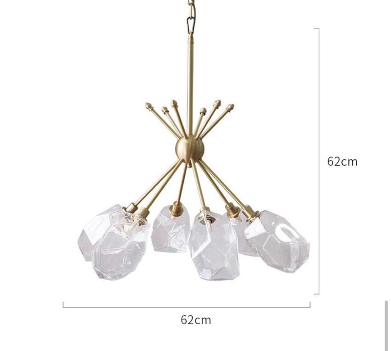 Lustra aurie de design cu  6 becuri cristal Shape Ice